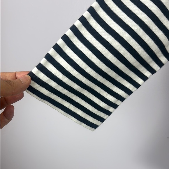 Lands' End Super T Collared Popover 3/4 Sleeve Pale Petal Even Stripe Top Size M - Picture 5 of 8